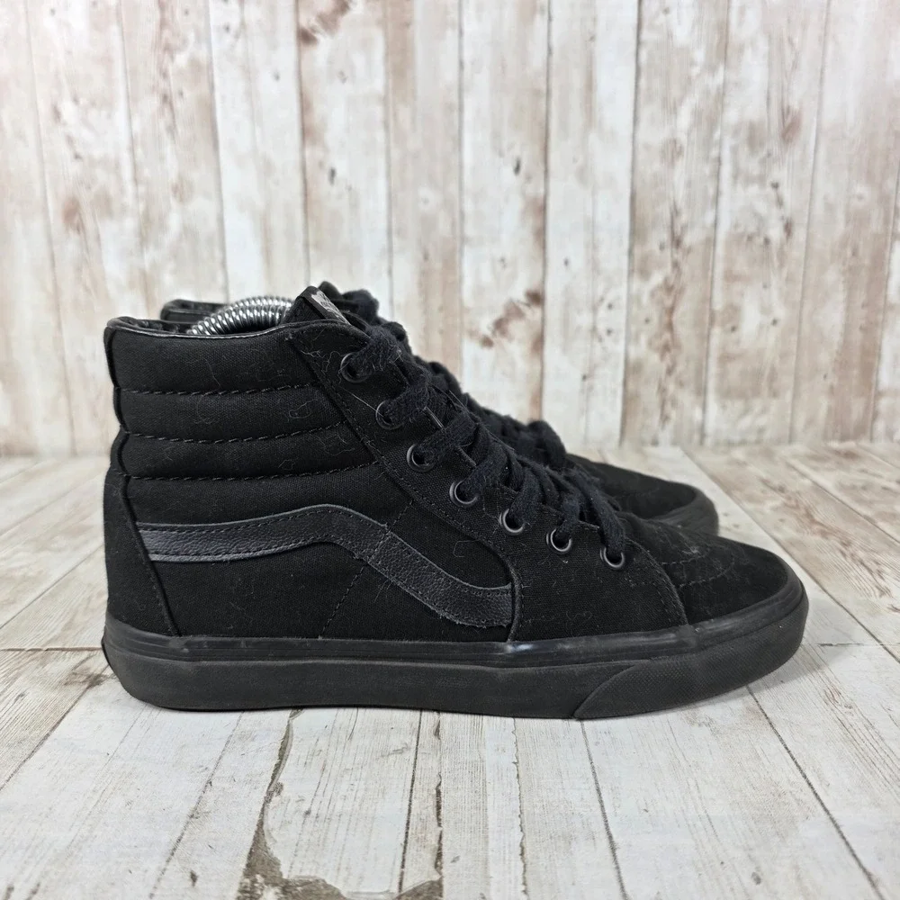 Vans Sk8-Hi High Top Sneakers Black Black Women 7.5 Men 6.0 Canvas‎ Suede Shoes